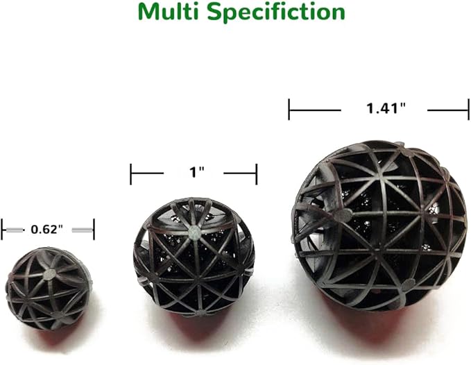 J-star 200pcs 1-Inch Aquarium Bio Balls Filter Media, Aquarium Fish Tank Filter Media, Pond Media Filter Balls with Media Bags