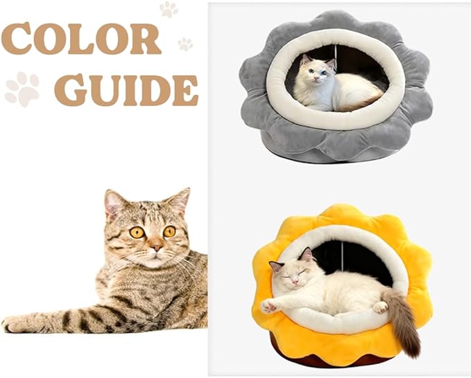 Lcybem Cat Beds for Indoor Cats - Rabbit-Shaped Cat Cave Bed with Hanging Toy,Super Soft Calming Pet Bed for Kitten,Small Dog,Warm Plush&Machine Washable&Removable Cotton Pad,cat Hideaway
