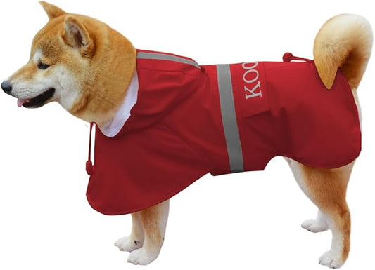 Dog Rain Coats for Small and Medium Dogs Waterproof, Raincoat Apparel Poncho Waterproof Dog Clothes Pet Jacket Dog Raincoats Jacket for Small Sized Dogs (Red,2XL)