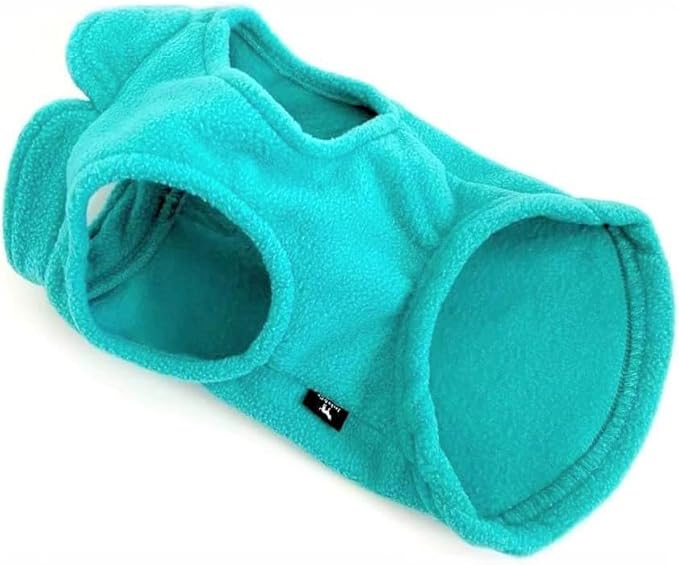 JACKO & CO - Fleece Vest Dog Sweater with Leash Ring - Soft, Warm & Lightweight Pullover Coat for Small & Medium Dogs, Puppies & Cats - Cozy Fall/Winter/Spring Pet Jacket (Turquoise, Medium 6-10lbs)