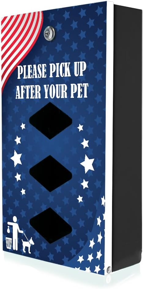 Dispense-Art™ Collection Team USA - Custom UV Printed Design on Rust-Proof Aluminum Starter Dog Waste Station/roll Bag System - Includes 400 Dog Waste Bags & 10x12 Sign