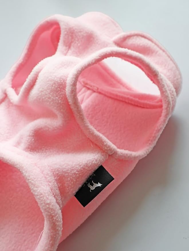 JACKO & CO - Fleece Vest Dog Sweater with Leash Ring - Soft, Warm & Lightweight Pullover Coat for Small & Medium Dogs, Puppies & Cats - Cozy Fall/Winter/Spring Pet Jacket (Pink Lemonade, M 6-10lbs)