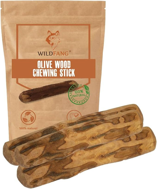Wildfang® Olive Wood Chewing Sticks for Dogs, Small l- Tough Chew Toys for Aggressive Chewers, Puppy Chew Toys for Teething, Training for Chewing Muscles, Olive Wood Stick for Dog (Under 33lbs), 3pack