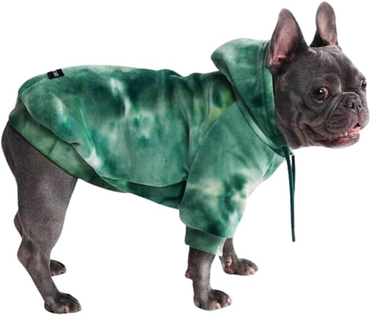 Spark Paws Dog Hoodie – Premium Dog Sweater for Small, Medium, and Large Dogs | Warm Outfits for French Bulldogs, Pitbull, Puppy, Winter Jacket Alternative -Green Skydye, S