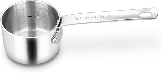 KEAWELL Premium Dog and Cat Food Measuring Cup 18/10 Stainless Steel (1, 1/2 Cup)