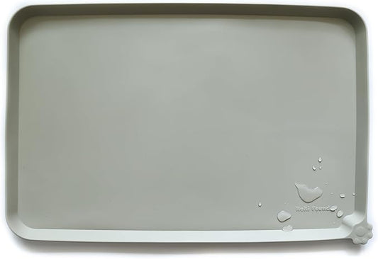 Hoki Found L Silicone Non Slip Pet Dog Cat Bowl Mats - Placemat - Feeding Mat - Waterproof - For Carpet - Cream Green