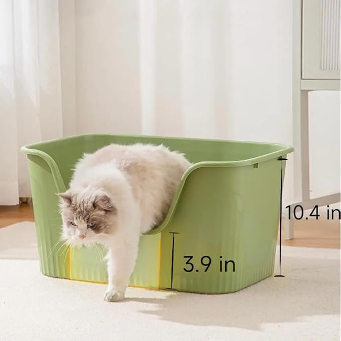 SpaceTime Large Cat Litter Box with High Sides,Cat Boxes for Indoor Cats,Cat Litter Pan for Kitty,Litter Box with Low Entry,Easy to Clean,Anti-Splashing (Grey)