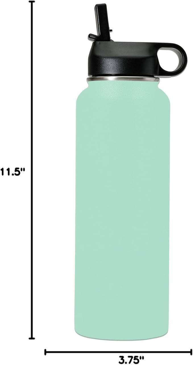 LaserGram Personalized Water Bottle, Dragon, Stainless Steel Double Wall Vacuum Insulated with Flip Top Straw, Custom Engraved Gift (40oz / 1180ml Teal)