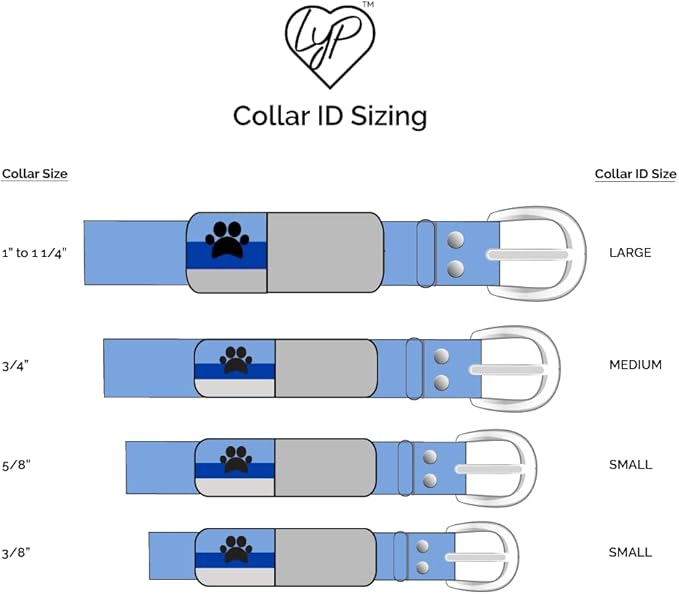 LYP Soundless Slide-On Collar Dog ID Tag - Deep Engraved Silicone – Engraving Will Last - Pet ID Tags, Dog Tags, Cat Tags (Blue, Large)