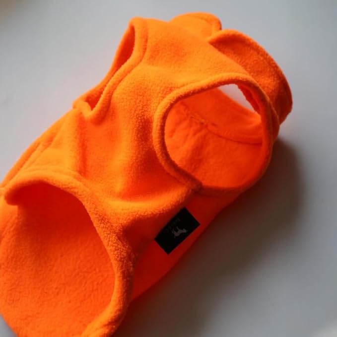 JACKO & CO - Fleece Vest Dog Sweater with Leash Ring - Soft, Warm & Lightweight Pullover Coat for Small & Medium Dogs, Puppies & Cats - Cozy Fall/Winter/Spring Pet Jacket (Pumpkin, X-Small 2-4lbs)