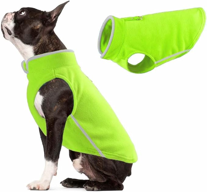 JACKO & CO - Fleece Vest Dog Sweater with Leash Ring - Soft, Warm & Lightweight Pullover Coat for Small & Medium Dogs, Puppies & Cats - Cozy Fall/Winter/Spring Pet Jacket (Lime Green, XXL 25-35lbs)
