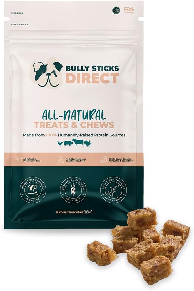 BULLY STICKS DIRECT Premium Goose (Geese) Meat Dog Treats for Training, Protein-Rich Bite-Sized Cubes, Lean Novel Protein for All Dogs, No Fillers or Preservatives, 10.58oz Pack