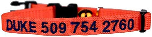 Kitty Convict Personalized Cat ID Collars (Orange, Embroidered Cat ID Collar)