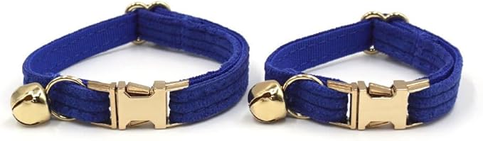 Cute Custom Cat Collar with Bells & Name Tag, Personalized Cat Collars for Girl & Boy Cats, Kitten Collar with Bell (Royal Blue-Striped)