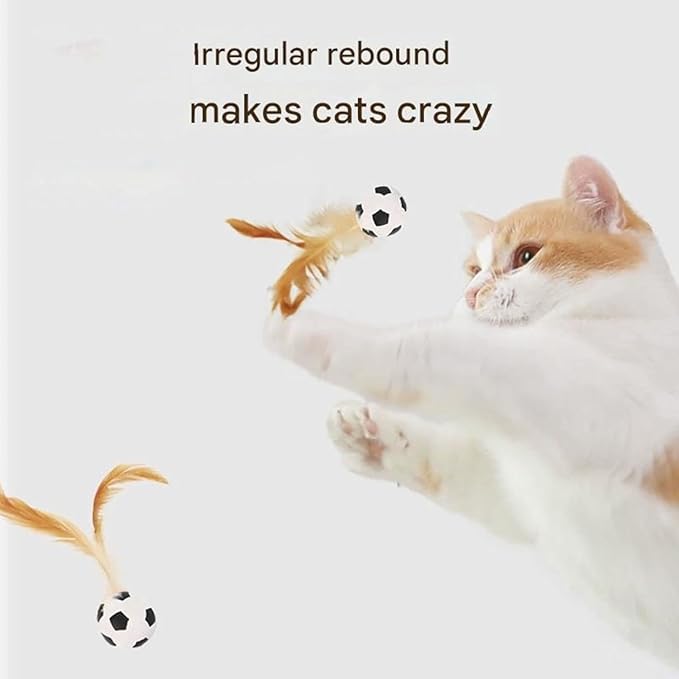 2025 New Interactive Cat Feather Ball Toy Set - Elastic Bouncy Cat Toys with Feather Tails, Silicone Rolling Balls for Indoor Cats & Kitten Exercise, Safe & Fun Play (1 Set)