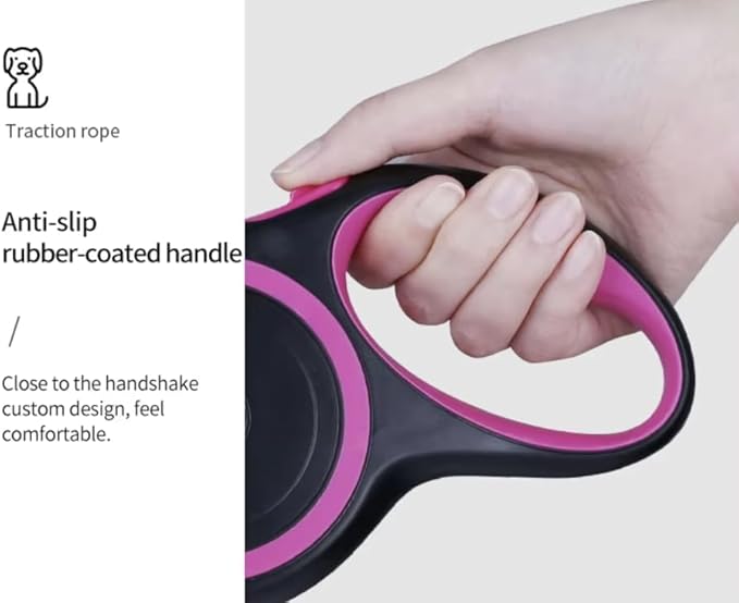 OUTnWILD Retractable Dog Leash, 16 ft Heavy Duty Dog Leash for Large Breeds/Pets Up to 110 lbs, 360° Tangle Free Design with One Touch Quick-Lock Braking System & Anti-Slip Handle. (Pink, L)