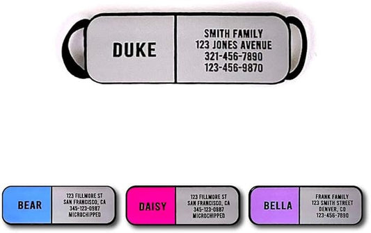 LYP Soundless Slide-On Collar ID Tag - Deep Engraved Silicone – Engraving Will Last - Pet ID Tags, Dog Tags, Cat Tags (Gray, Medium)