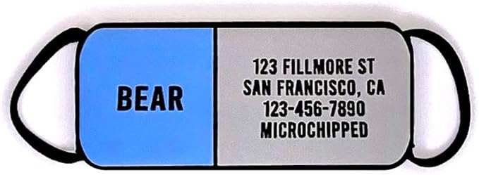 LYP Soundless Slide-On Collar Dog ID Tag - Deep Engraved Silicone – Engraving Will Last - Pet ID Tags, Dog Tags, Cat Tags (Blue, Large)