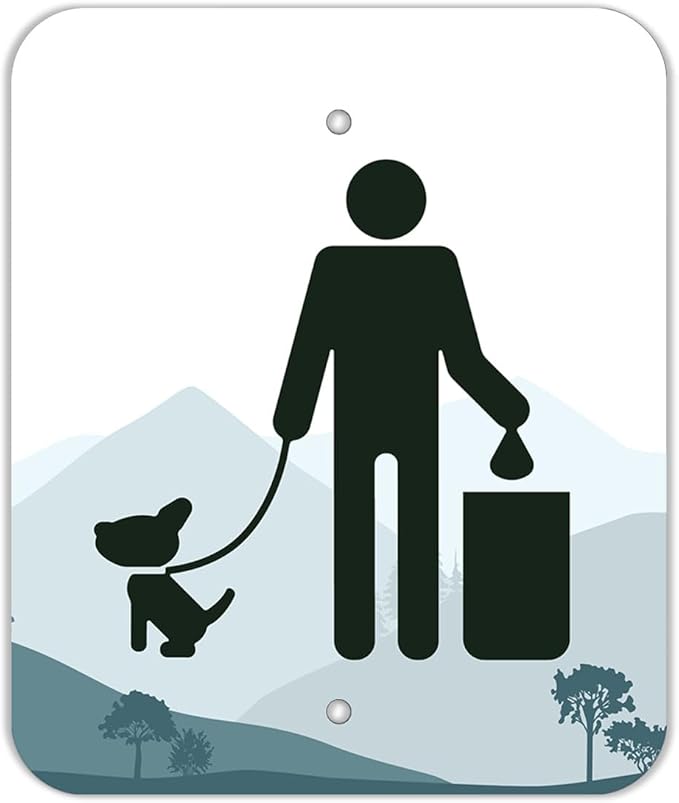 DISPENSE-ART™ collection "Mountain Landscape" - Custom UV printed design on rust-proof aluminum starter dog waste station/roll bag system - Includes 400 dog waste bags & 10x12 Sign