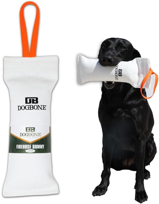 DogBone Firehose Dog Bumper for Hunting & Sporting Dog Training – Perfect Floating Dummy for Water Retrieving & Fetch – Ideal Canvas Alternative for Puppies or Adult Retrievers & Includes Throw Loop