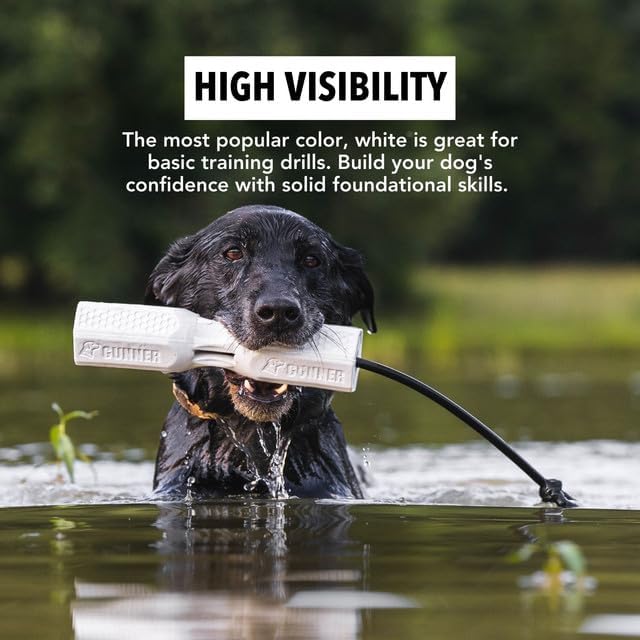 GUNNER Dog Training Bumper - Durable Retriever Dummy for Professional Training, Perfect for Water Activities, Hunting, and Outdoor Retrieval Practice, with Adjustable Rope for Easy Handling (White)