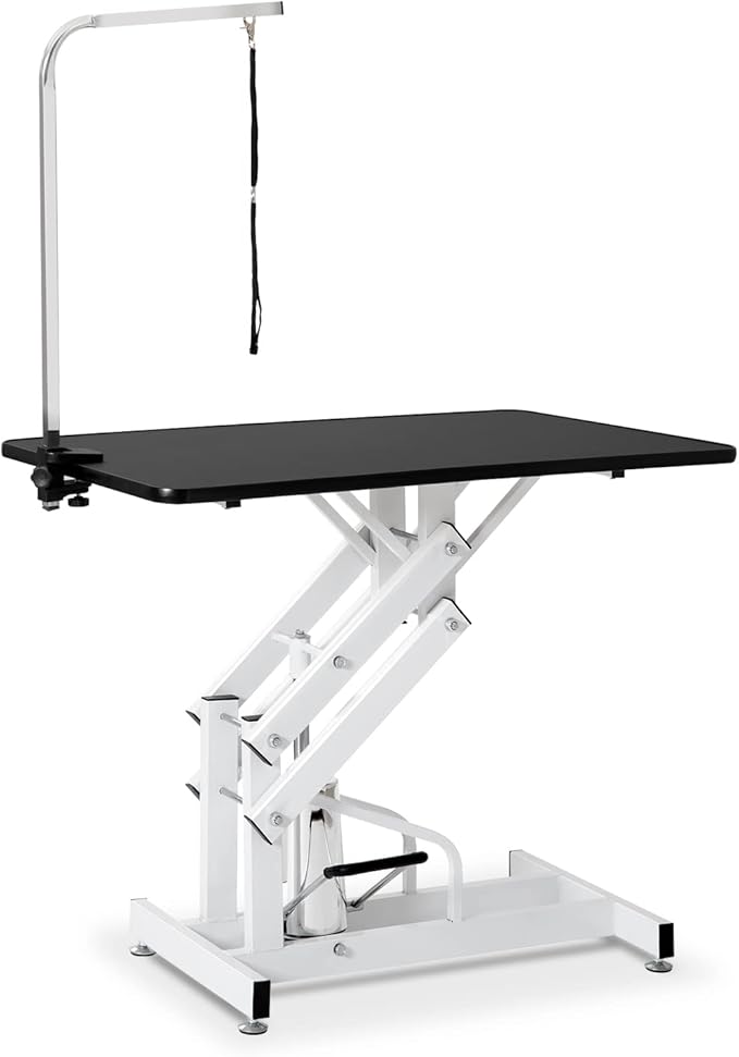 SoarFlash 42.5" Pet Dog Grooming Table,Heavy Duty Hydraulic Grooming Table for Dogs&Cats,Big Size with Adjustable Arm Noose,Maximum Capacity Up to 400lbs (Black)