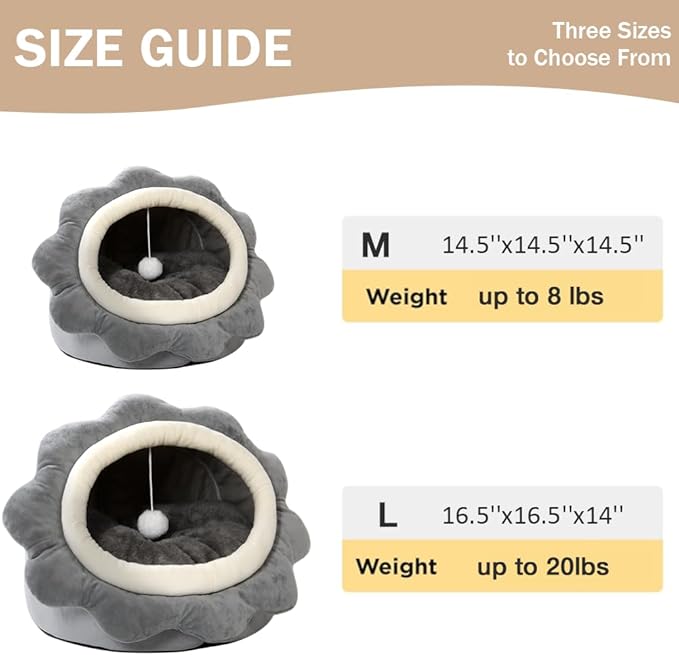 Lcybem Cat Beds for Indoor Cats - Rabbit-Shaped Cat Cave Bed with Hanging Toy,Super Soft Calming Pet Bed for Kitten,Small Dog,Warm Plush&Machine Washable&Removable Cotton Pad,cat Hideaway