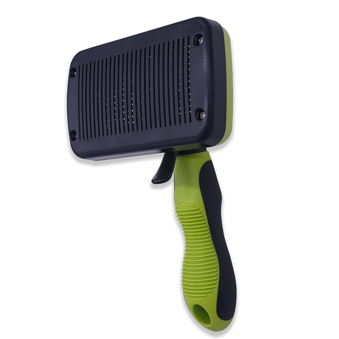 Dog brush Dog Grooming Kit 3PS： self-cleaning slicker brush dog Deshedding Tool&TPR Dog Bath Brush for dogs cats horse Home Travel (green)