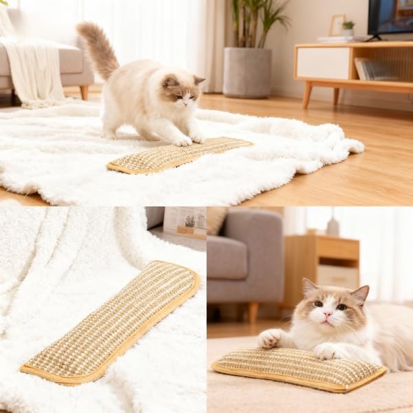Catnip Toys for Indoor Cats - Cat Toys Pack of 3, Sisal Scratching Pad, Bite Resistant Kitten Teething Toys, Interactive Cat Nip Kicker Toys for Anxiety Relief