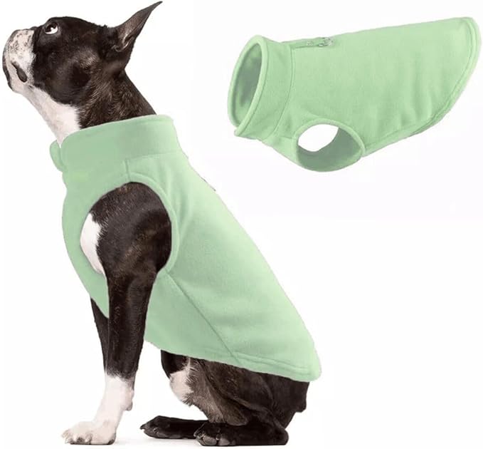 JACKO & CO - Fleece Vest Dog Sweater with Leash Ring - Soft, Warm & Lightweight Pullover Coat for Small & Medium Dogs, Puppies & Cats - Cozy Fall/Winter/Spring Pet Jacket (Mint Green, XL 17-25lbs)