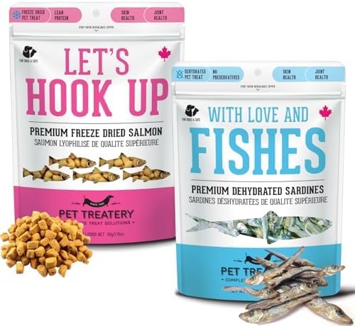 The Granville Island Pet Treatery Wild Salmon & Sardines Variety Pack (4.94 oz, Pack of 2) - Dehydrated Single Ingredient Dog Treats - Natural Dog Treats, Grain Free