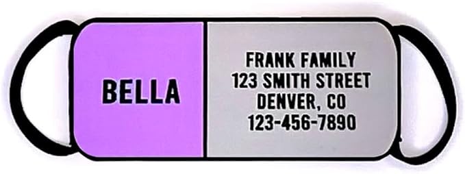 LYP Soundless Slide-On Collar Dog ID Tag - Deep Engraved Silicone – Engraving Will Last - Pet ID Tags, Dog Tags, Cat Tags (Purple, Large)