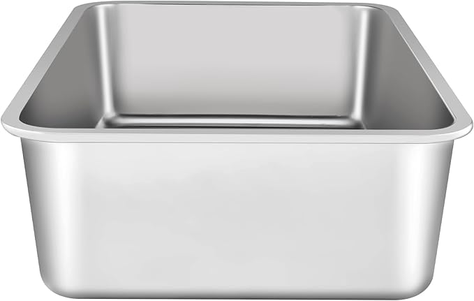VEVOR 6'' Deep Stainless Steel Cat Litter Box,2 Pack XL Extra Large Metal Cat Litter Box for Big Cats,Non Sticky,Odor-Free &Easy-to-Clean,Include Filtering Foot Board & Scoop