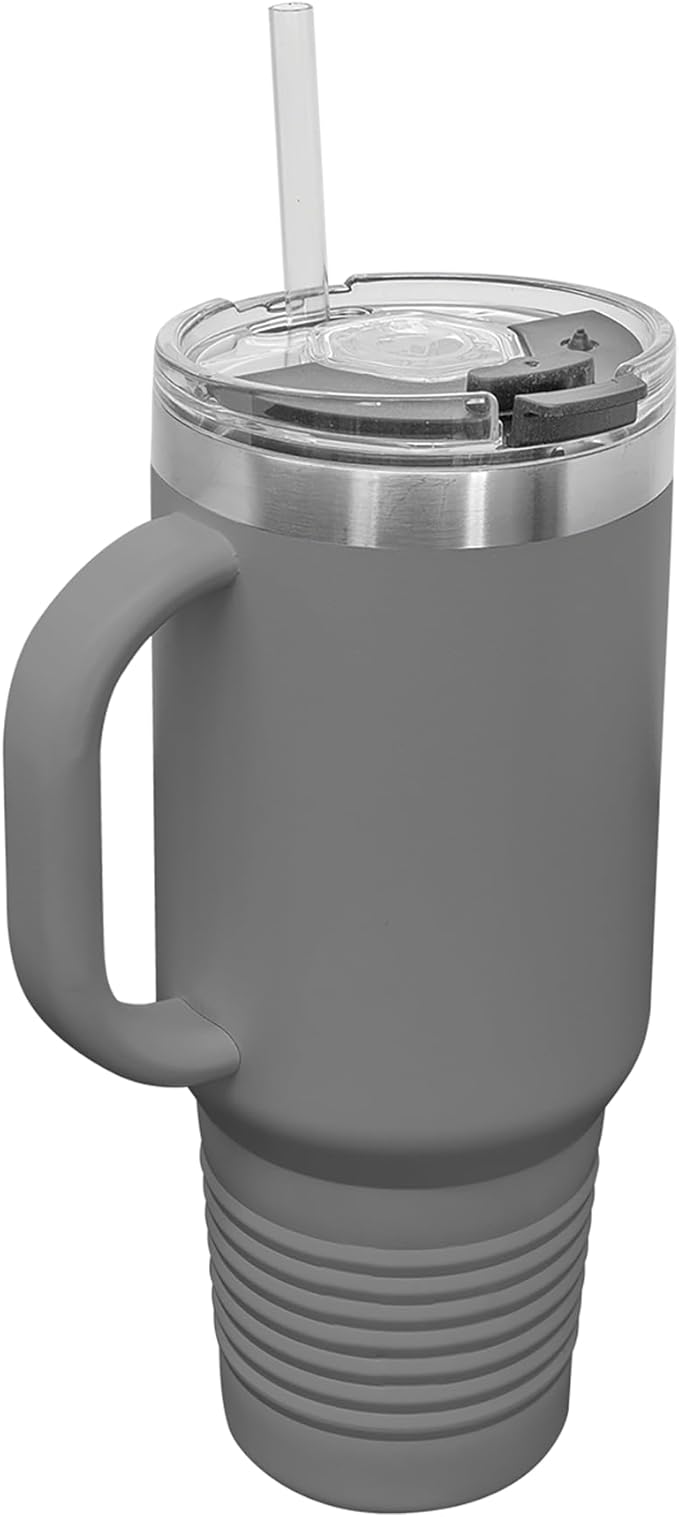 40oz Vacuum Insulated Travel Mug with Handle, Chihuahua Dog, Personalized Engraving Included (Gray)