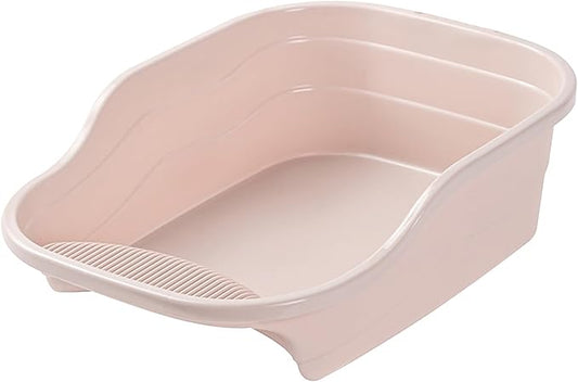Small Cat Litter Box with High Sides,Cat Boxes for Indoor Cats,Cat Litter Pan for Kitty,Litter Box with Low Entry,Non-Slip Pedal,Easy to Clean,Anti-Splashing (Pink)