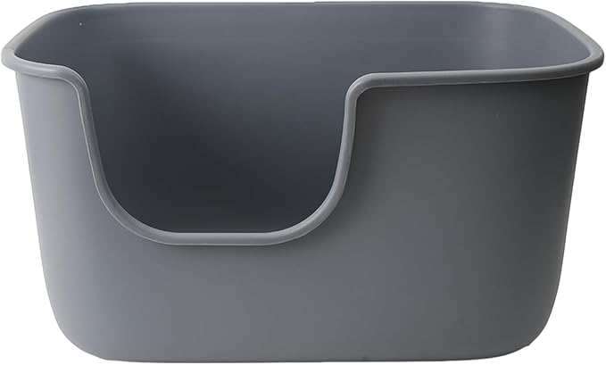 SpaceTime Extra Large Litter Box with High Sides & Low Entry,XL Anti-Splashing Kitty Litter Pan,Jumbo Multi Cat Litter Box,Tool-Free Assembly,Easy to Clean (Grey)