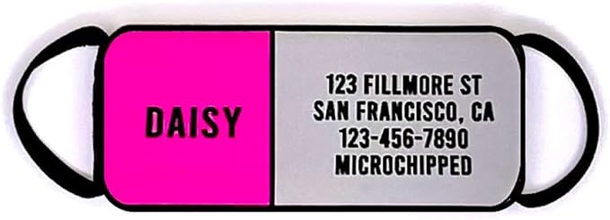 LYP Soundless Slide-On Collar Dog ID Tag - Deep Engraved Silicone – Engraving Will Last - Pet ID Tags, Dog Tags, Cat Tags (Hot Pink, Large)