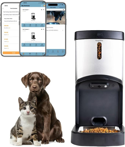 SMARTFeeder Large Capacity Automatic Dog and Cat Feeder – Stainless Steel Pet Food Dispenser with Wi-Fi App, Scheduled Feedings, Portion Control, HD Camera, Speaker & Microphone