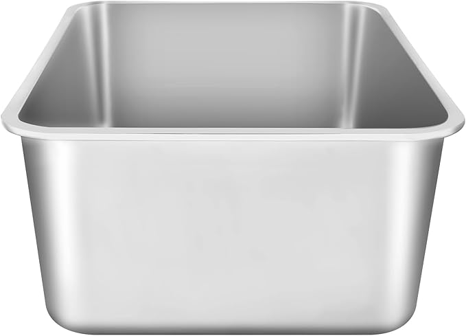 VEVOR 8'' Deep Stainless Steel Cat Litter Box,3 Pack XL Extra Large Metal Cat Litter Box for Big Cats,Non Sticky,Odor-Free &Easy-to-Clean,Include Filtering Foot Board & Scoop