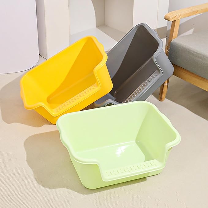 Small Cat Litter Box with High Sides,Cat Litter Pan Tray,High Wall Kitty Litter Box with Anti-Leakage Top Low Entry for Indoor Senior Cats & Multi Cats,Non-Sticky,Easy to Clean (Green)