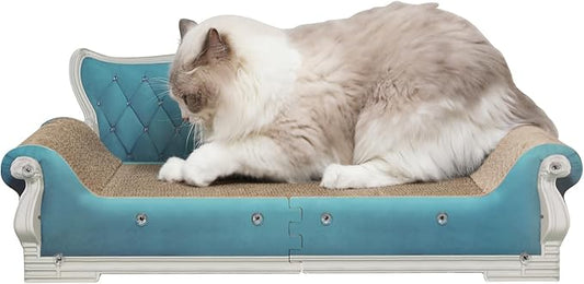 Cat Sofa Shape Scratch Pad for Large Medium Small Indoor Cats,Larger-Sized Recyclable Reversible Cardboard Cat Couch for Resting Claw Grinding and Playing