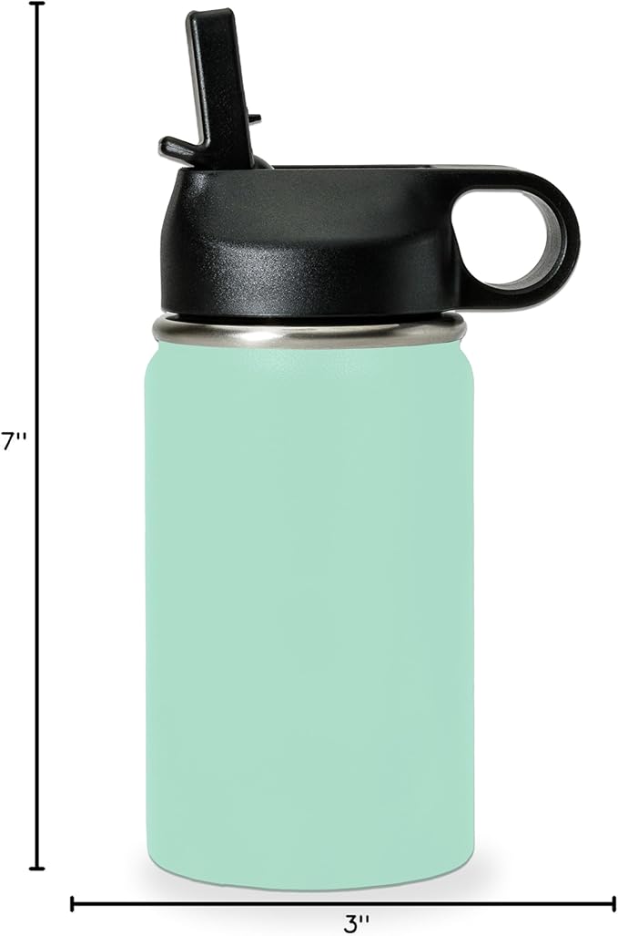 LaserGram Personalized Water Bottle, Dragon, Stainless Steel Double Wall Vacuum Insulated with Flip Top Straw, Custom Engraved Gift (12oz / 335ml Teal)