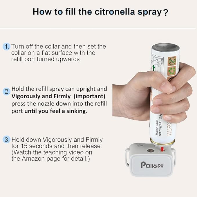 Citronella Spray Refill Can All Other Brand Citronella Spray Dog Collars, Remote Training Collars, Dog Anti-Bark Collars, Humane and Safe Spray for Pets, 90ml/Can (New Formula)