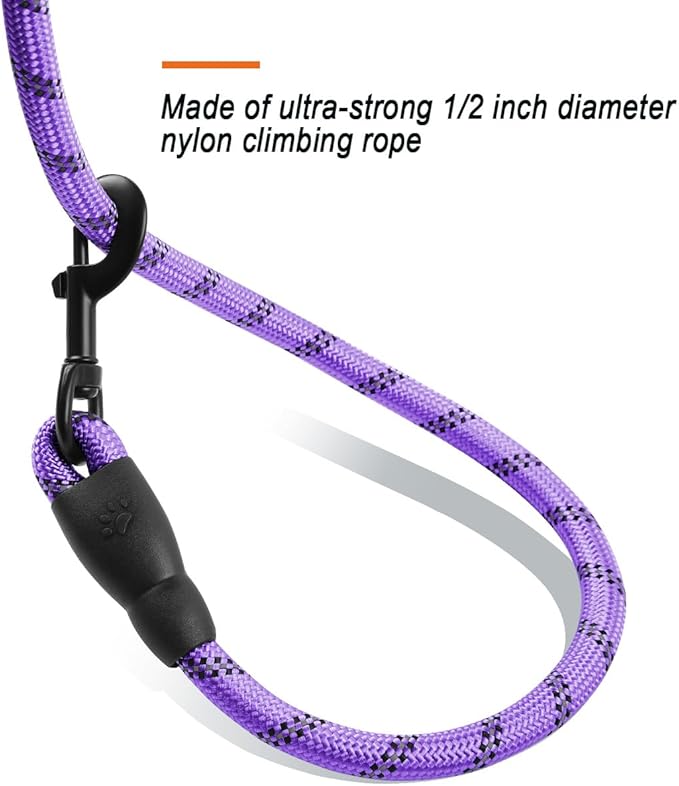 BARKBAY Dog Leashes for Large Dogs Heavy Duty Dog Leash 4/5/6 FT with Comfortable Padded Handle and Highly Reflective Threads for Medium Large Dogs Walking Training Running (4FT-1/2,Violet Purple)