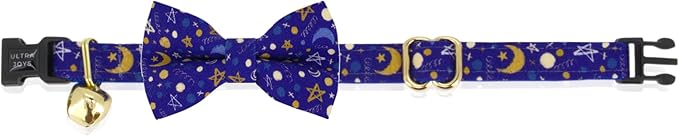 Ultra Joys Breakaway Cat Collar with Bells & Bandana Bowtie - Kitten to Adult, Luna Small