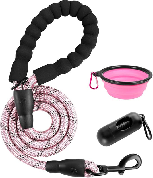 BARKBAY Dog Leashes for Large Dogs Heavy Duty Dog Leash 4/5/6 FT with Comfortable Padded Handle and Highly Reflective Threads for Medium Large Dogs Walking Training Running (4FT-1/2,Baby Pink)