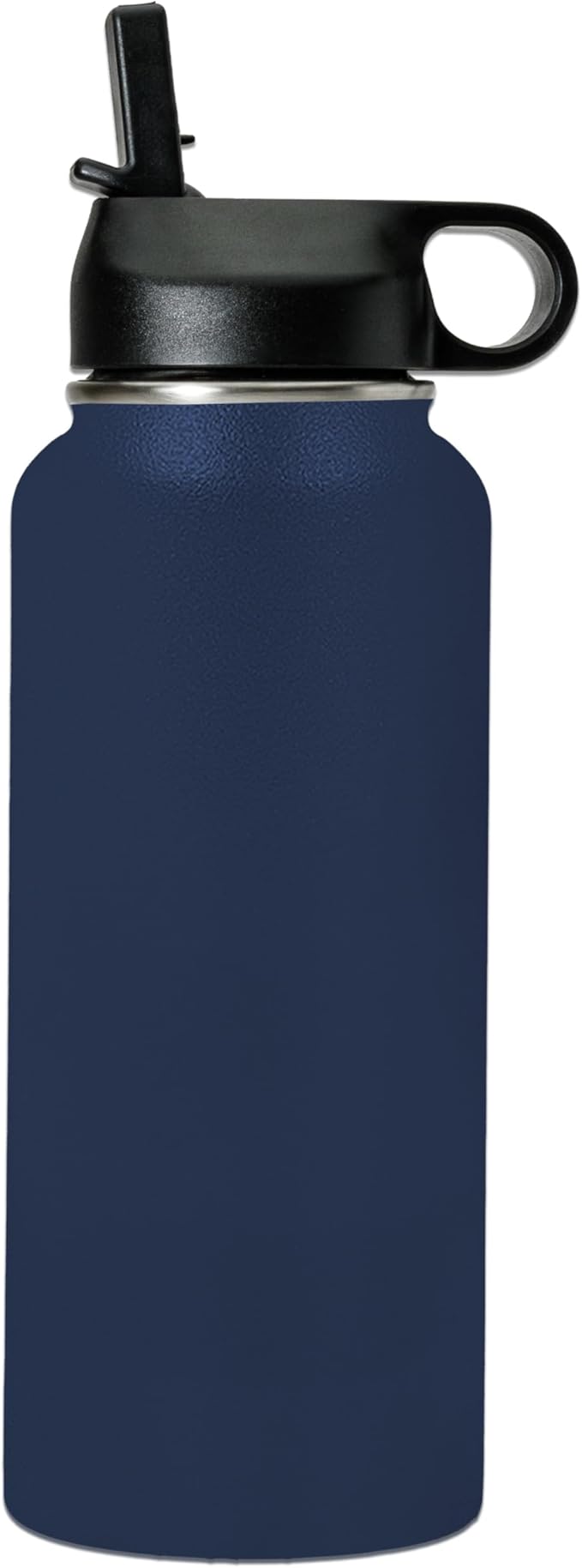 LaserGram Personalized Water Bottle, Cat with Butterfly, Stainless Steel Double Wall Vacuum Insulated with Flip Top Straw, Custom Engraved Gift (32oz / 950ml Navy Blue)