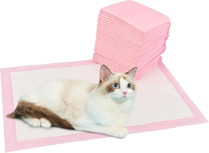 100 Count Cat Litter Pads for Tidy Cats Breeze Litter System 16.9 x 11.4 Inch Lavender Scented Cat Pad Refills Super Absorbent Quick-Dry Pee Pads for Cats (Pink)