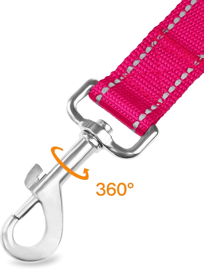 Joytale Dog Leash, 6 FT Double-Sided Reflective, Padded Handle Nylon Heavy Duty Leashes for Medium & Large Dogs Walking, Hotpink