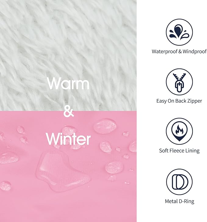 IECOii Dog Coat for Large Dogs Waterproof Dog Winter Jacket with Harness Built in, Pink - XXLarge, Thermal Warm Fleece Lined, Reflective Dogs Jackets for Cold Weather Camping, Hiking, Pitbull